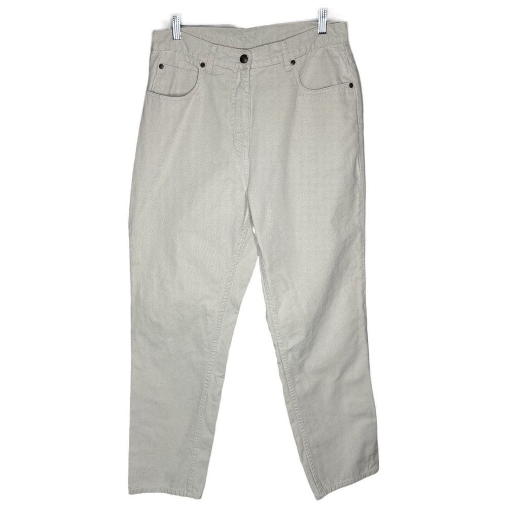Woolrich Jeans Women 14 Stone Off White High Rise Mom Jean Neutral Minimalist